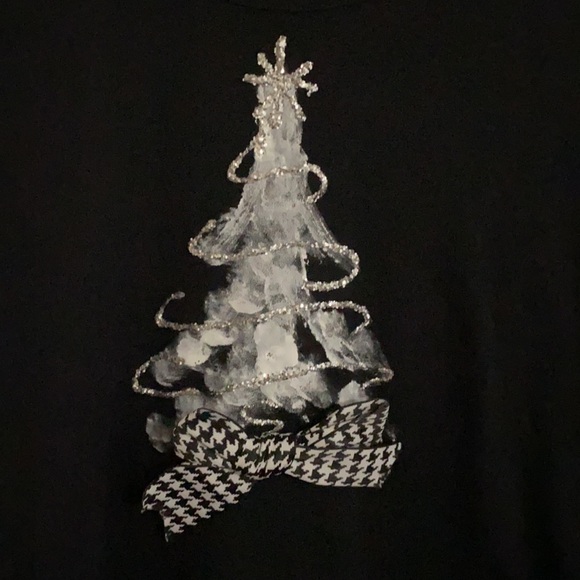 🍎👀Shane Lee Inc Christmas Tree Houndstooth Trim Top ~ M ~ Adorable 3/25 🍎 - Picture 2 of 4